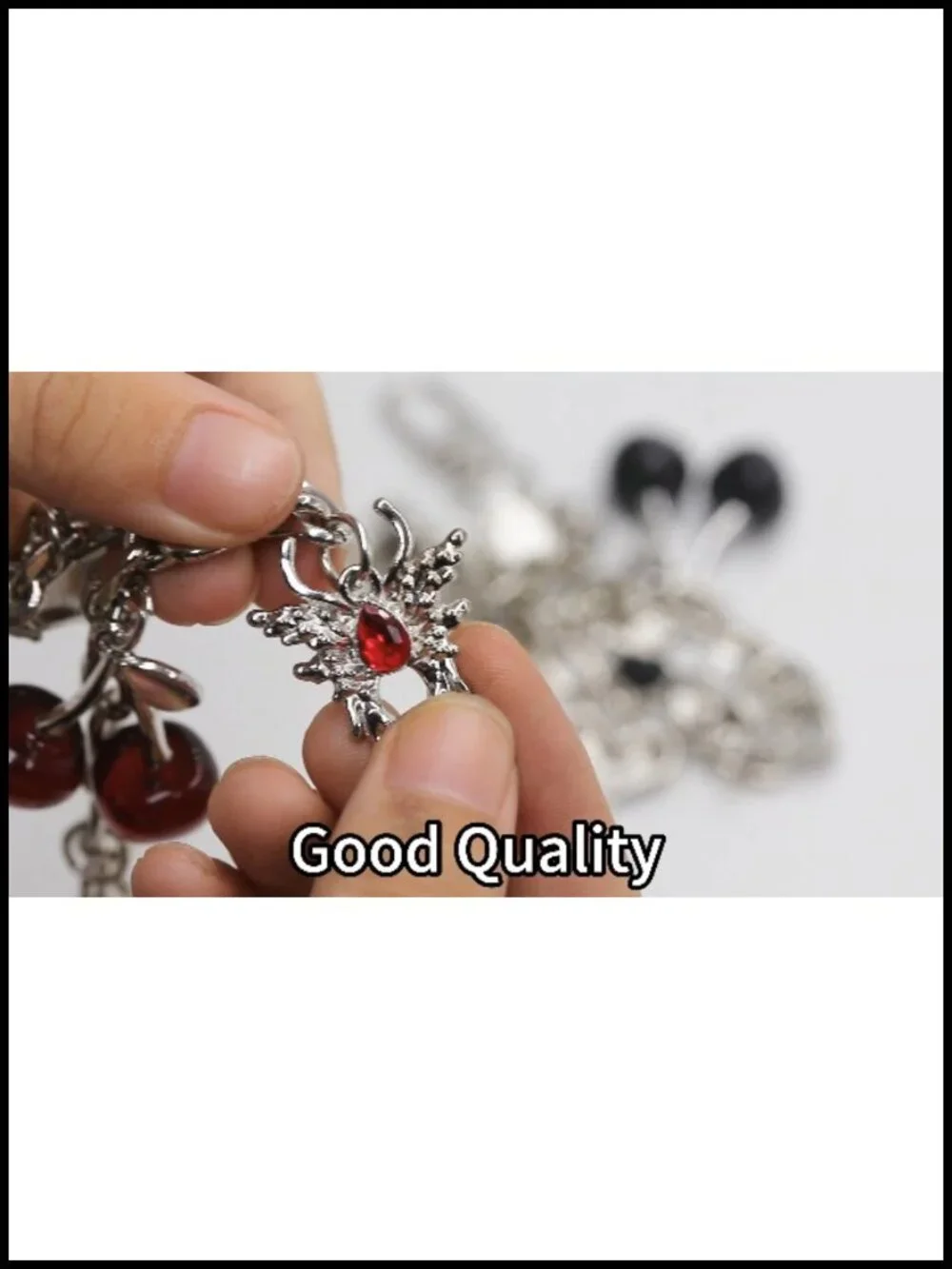 Gothic Cherry Bag Chain Charms Y2K Purse Charm Halloween Keychain Gift